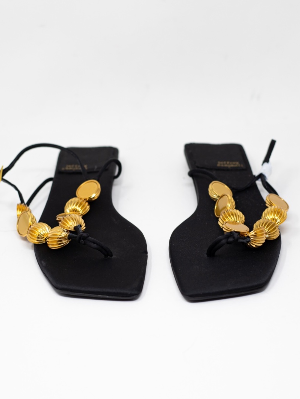 NEW Jeffrey Campbell Yucatan Metal Geometric Beading Strappy Flat Sandals Shoes - Picture 2 of 4